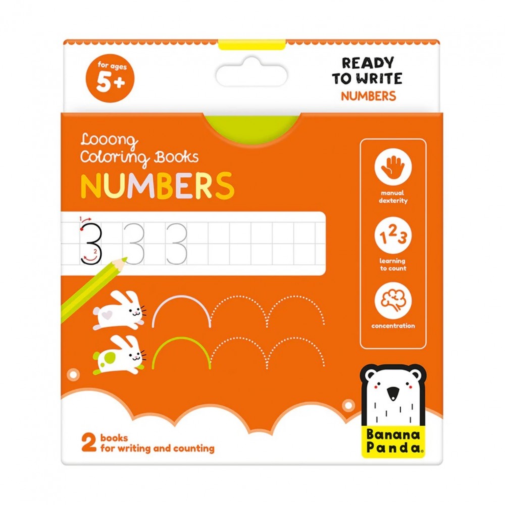 Spalvinimo kortelės Looong Coloring Books: Ready to Write Numbers 5+