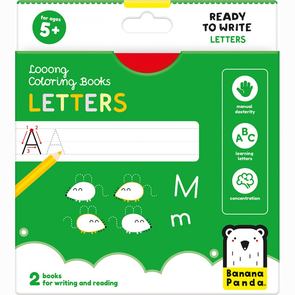 Spalvinimo kortelės Looong Coloring Books: Ready to Write Letters 5+