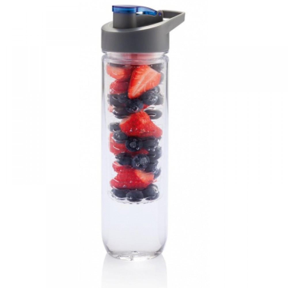 Gertuvė XD COLLECTION, 800ml, su infuzoriumi, skaidrus tritano plastikas, su mėlynos sp. Dangteliu