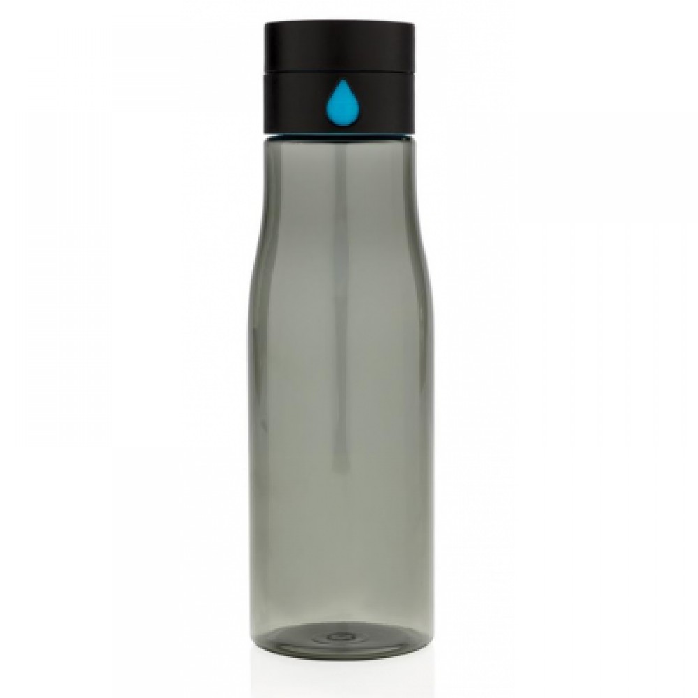 Gertuvė XD XCLUSIVE, 600ml, fiksuojanti išgerto vandens kiekį, permatomas juodos sp. tritano plastik