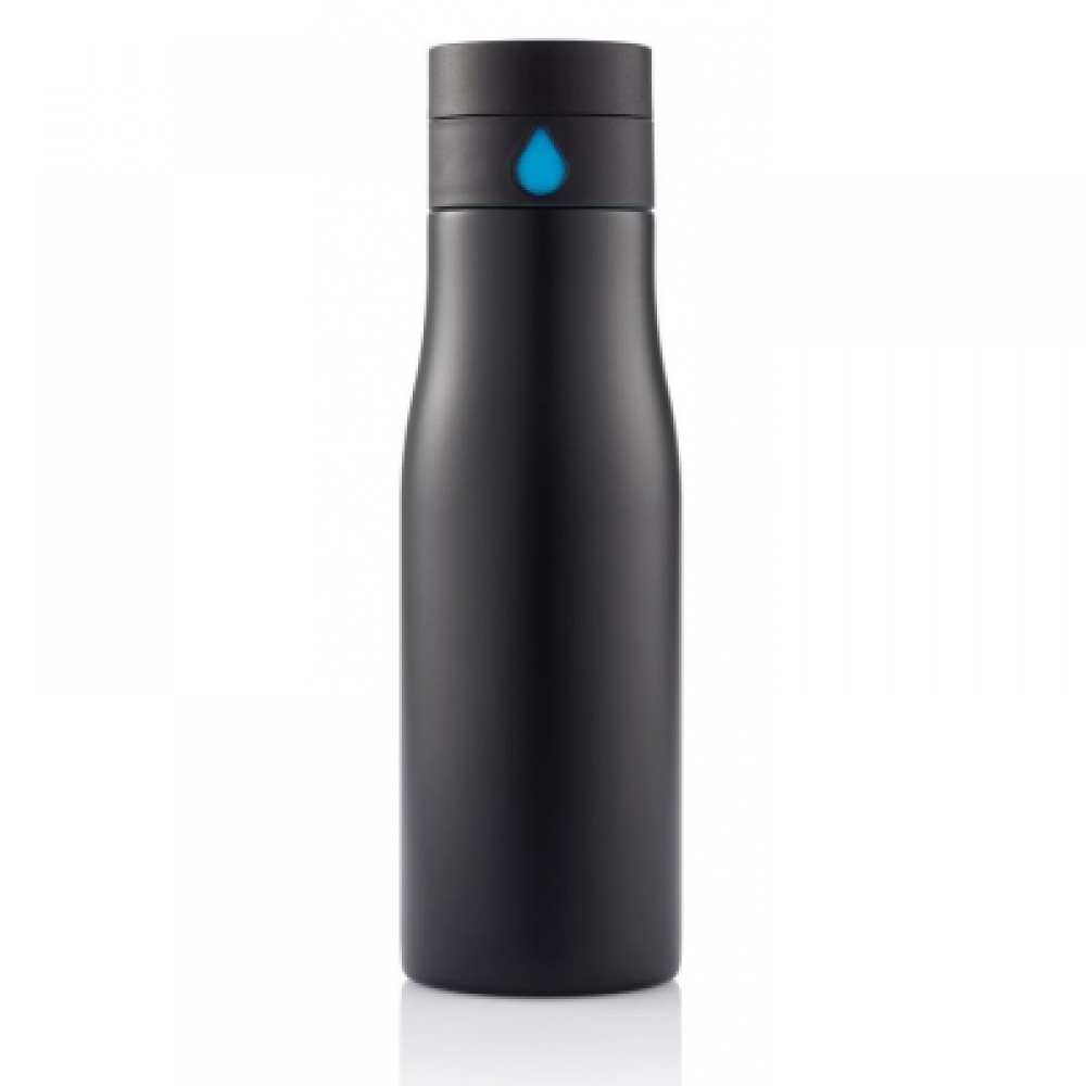 Gertuvė XD XCLUSIVE, 650ml, nerūdijančio plieno korpusas, fiksuojanti išgerto vandens kiekį, juodos