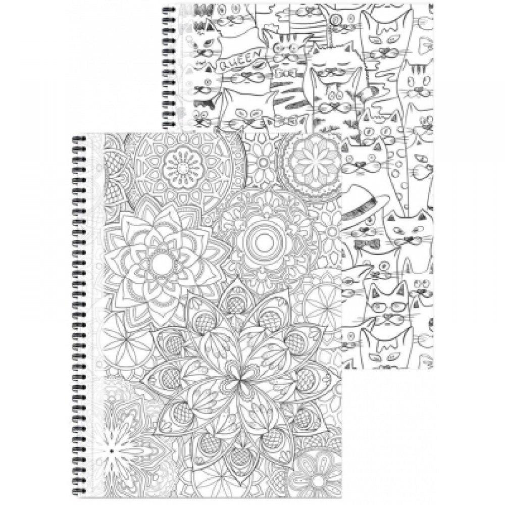 Bloknotas MANDALAS, A4, langeliais, 70 lapų, 70gsm, su spirale šone