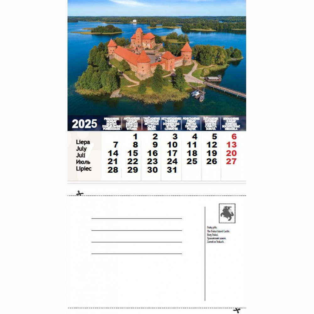 Kalendorius 2025 Lithuania - Lietuva (atvirutės)