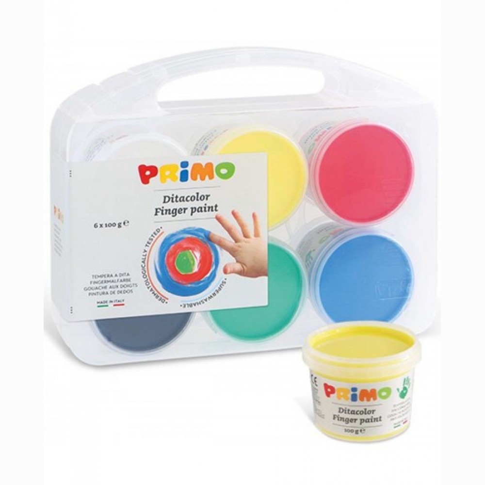 Dažai piešimui pirštais PRIMO, 6 spalvų x 100 g