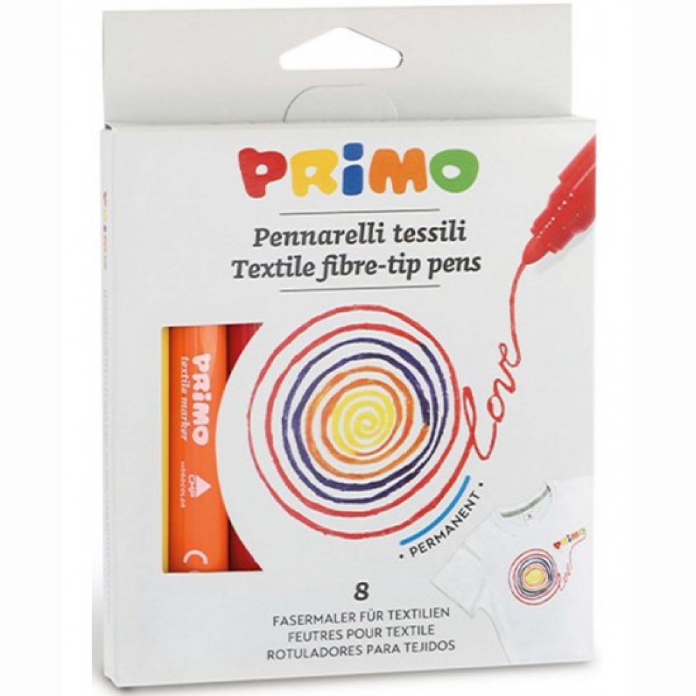 Flomasteriai tekstilei PRIMO, 8 spalvų