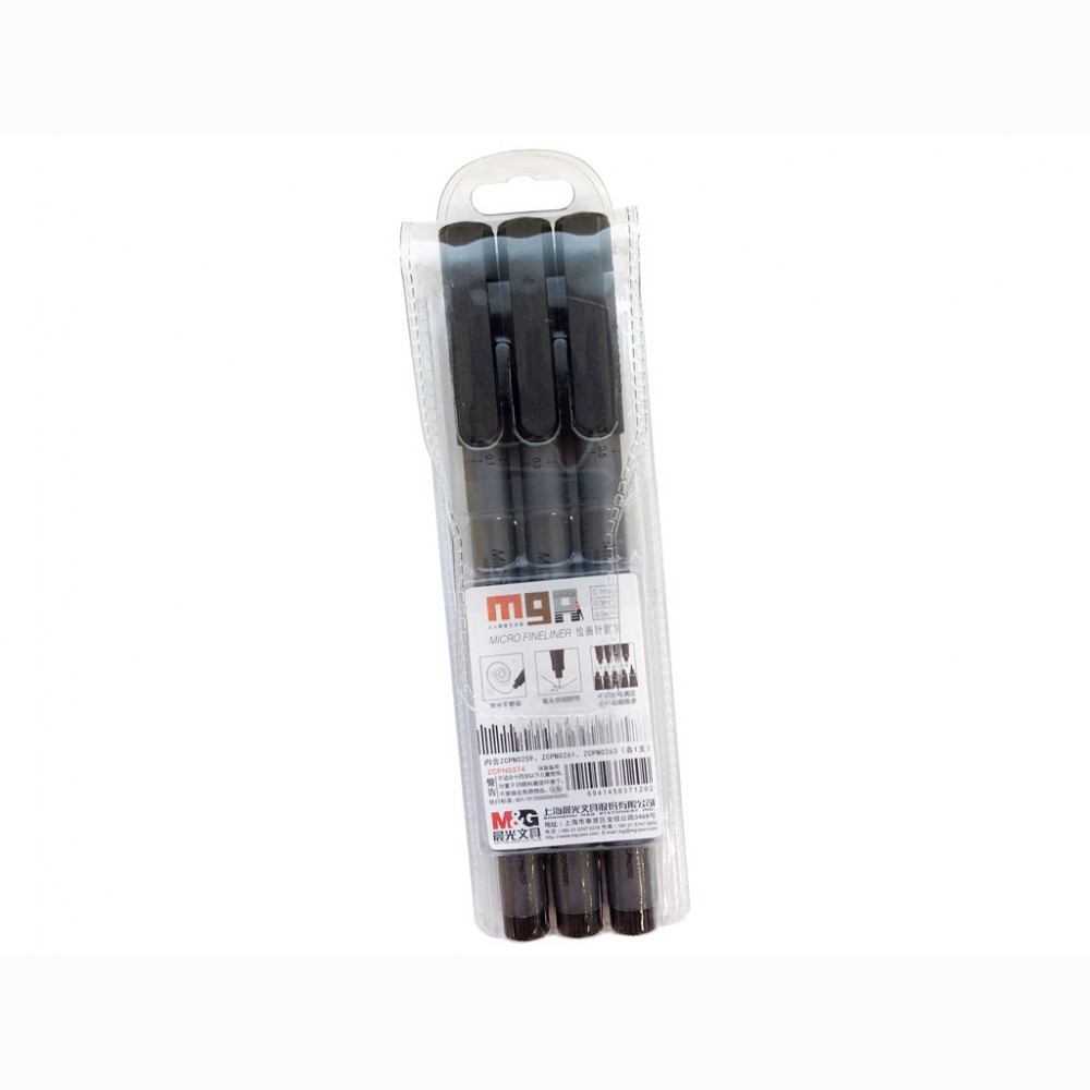 Rašiklių rinkinys fineliner M&G Sketcher 3vnt. (0.1/0.3/0.5) juoda