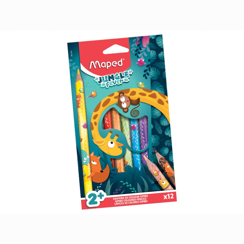 Spalvotas pieštukas Maped Jungle Fever Jumbo 12vnt.