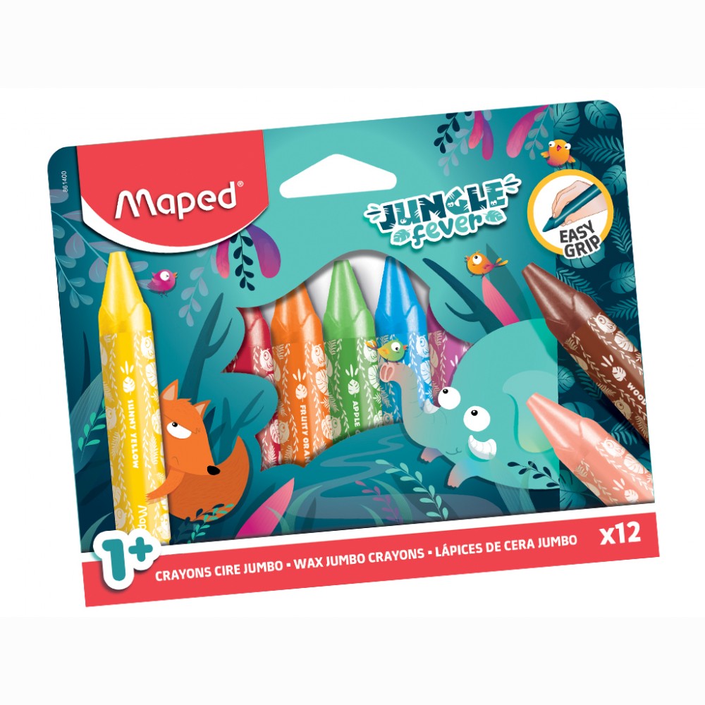 Vaškinė kreidelė Maped Jungle Fever Jumbo 12vnt.
