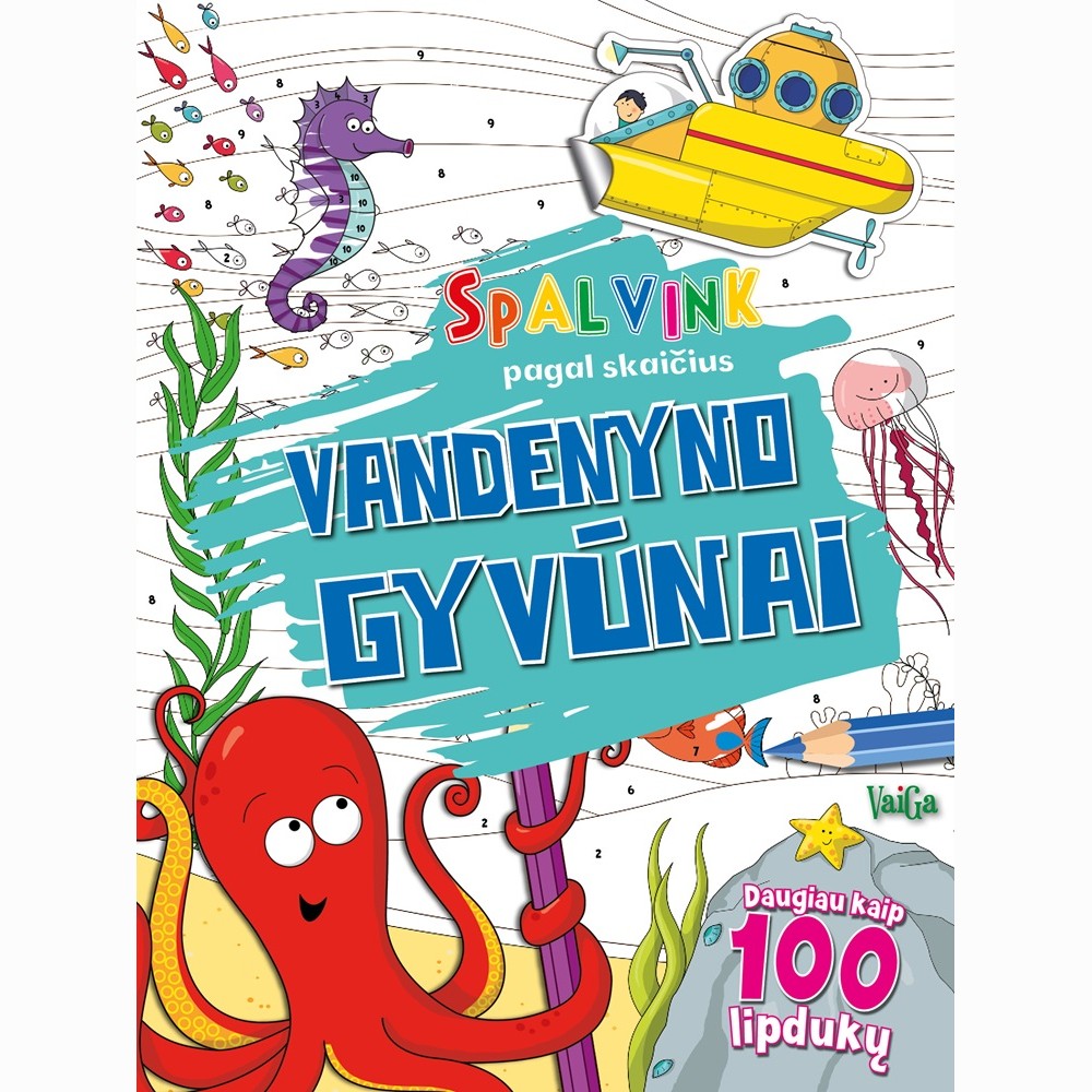 Vandenyno gyvūnai. Spalvink pagal skaičius