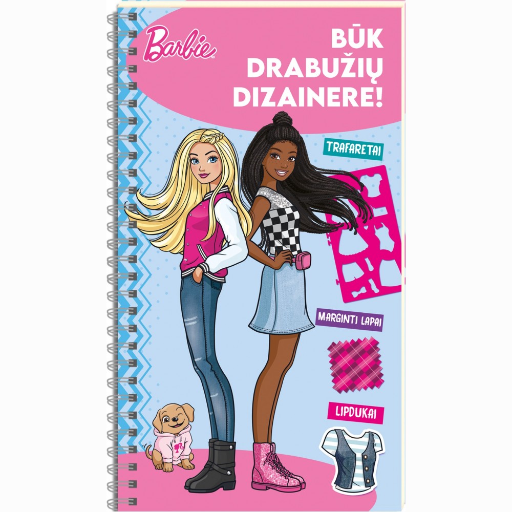Barbė. Būk drabužių dizainere! Užduotėlės su lipdukais