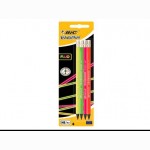 Pieštukas su trintuku Bic EVOLUTION FLUO ERASER BL4 EU