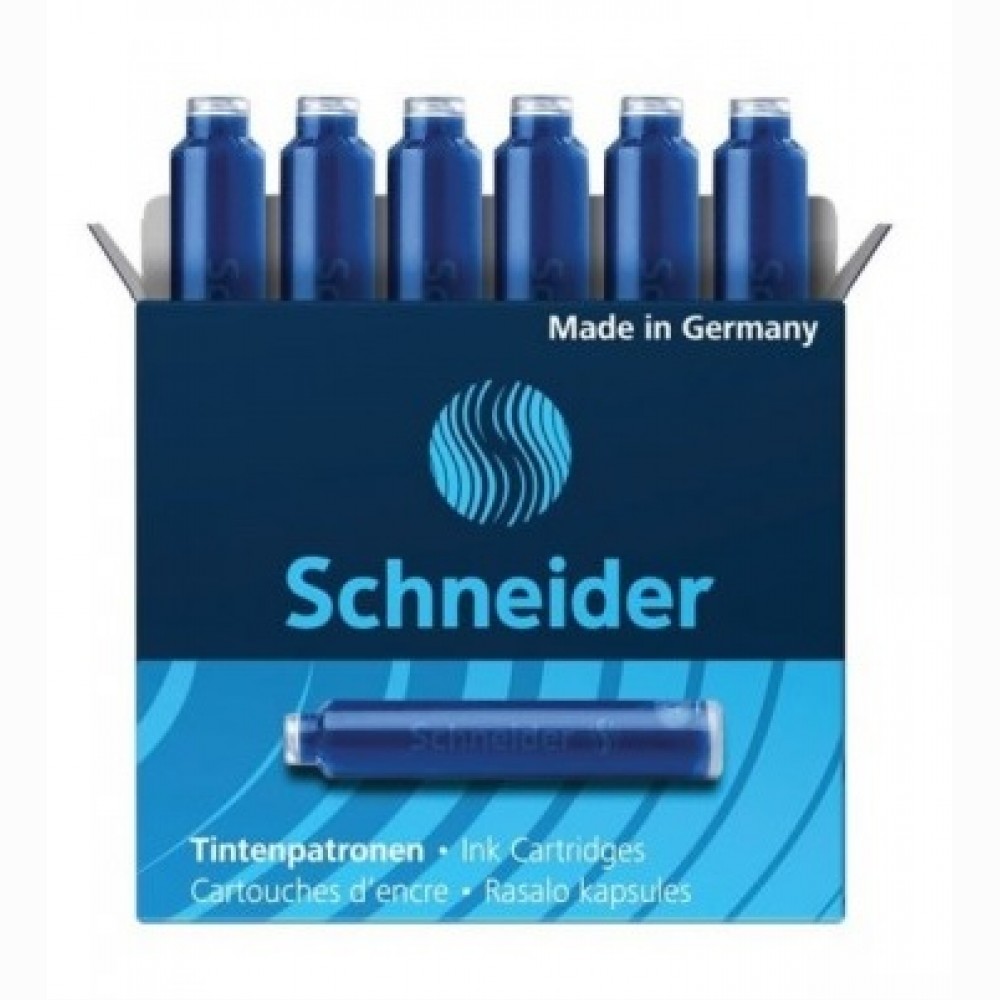 Rašalo kapsulės Schneider, 6vnt, mėlynos