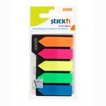 Plastikiniai žymekliai Stick“N 21143, 42x12mm, strėlytės formos, 5 sp. po 25vnt.,blisteryje