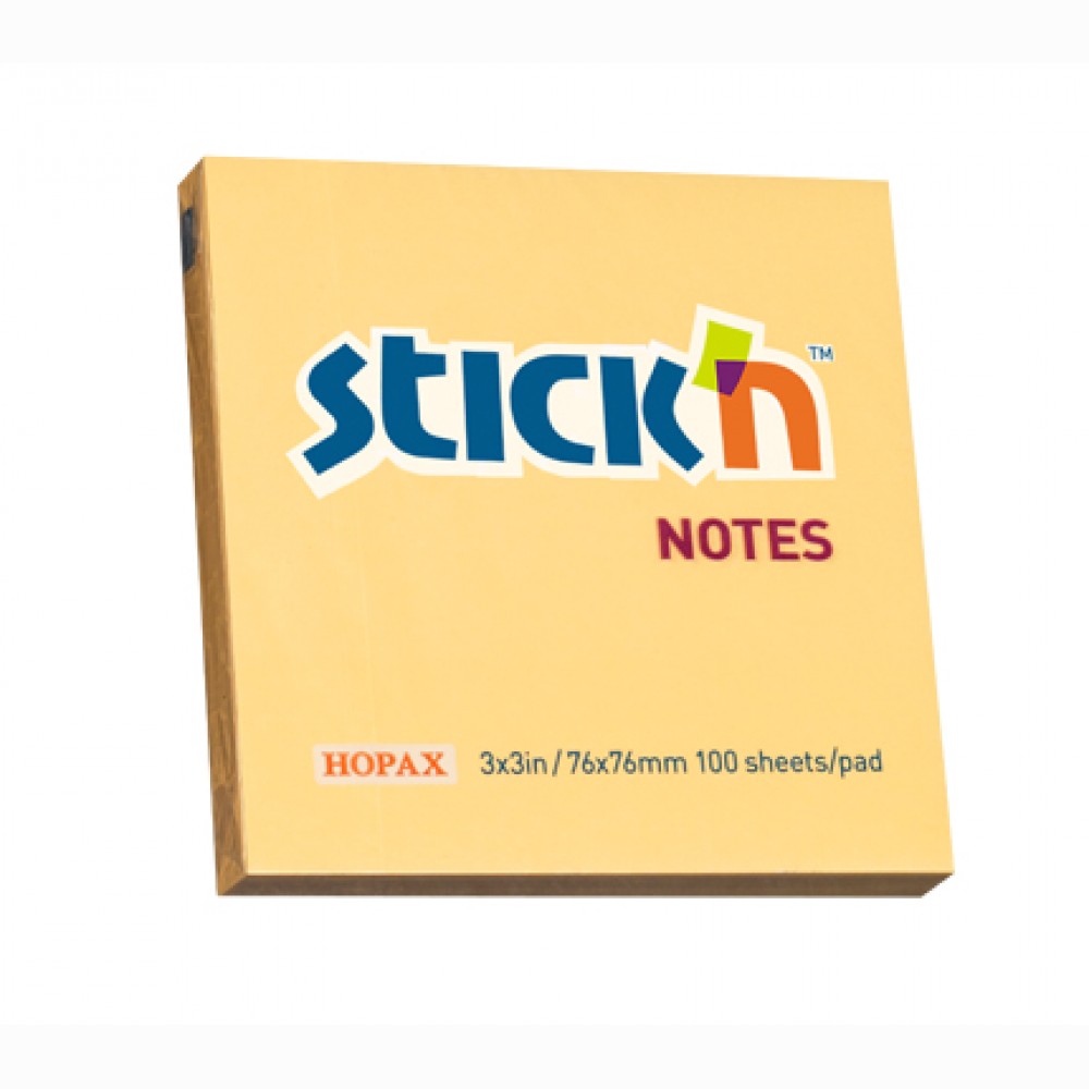 Lipnūs lapeliai Stick“N 21391, 76x76mm, 100 lapelių, oranžinės spalvos