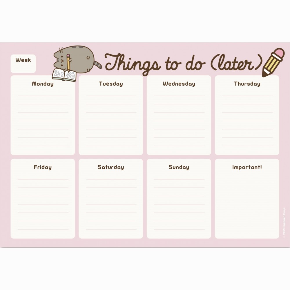 Pusheen Rose Collection A4 savaitės planuoklis