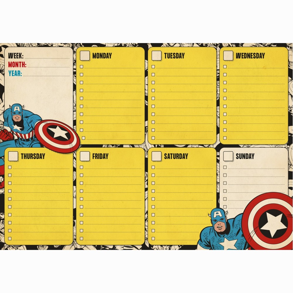 Marvel Captain America Shield A4 savaitės planuoklis