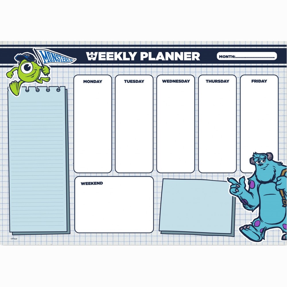 Pixar Monsters, Inc. A4 Savaitės planuoklis