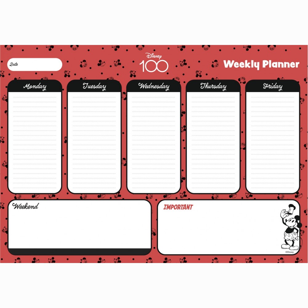 Disney Mickey 100th Anniversary A4 savaitės planuoklis