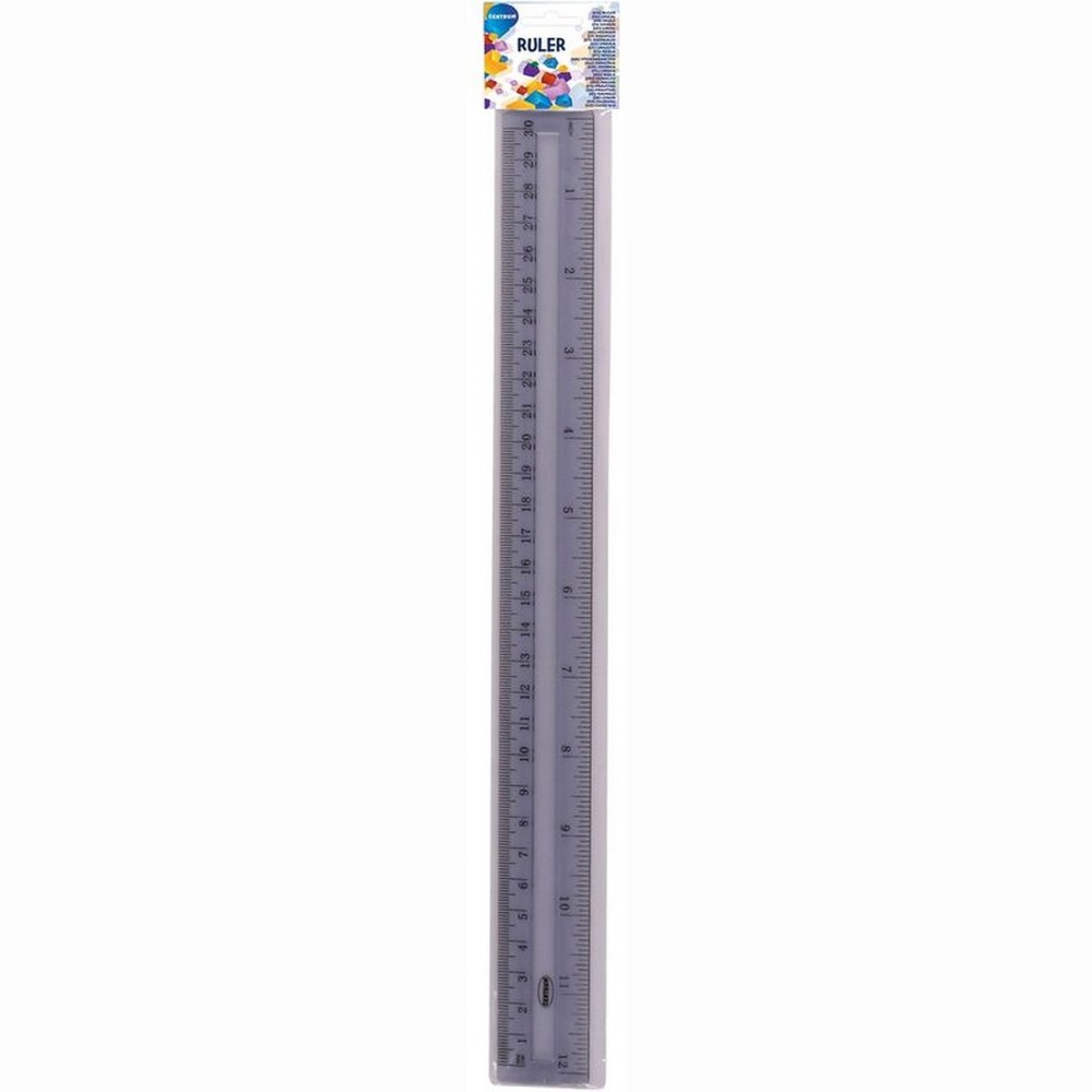 Liniuotė Centrum, 30cm, plastikinė, skaidrios pilkos spalvos, blisteryje 