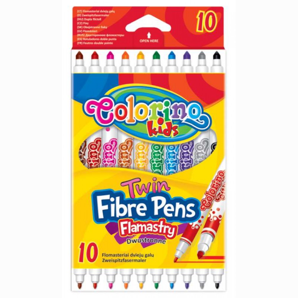 Flomasteriai dvipusiai, 10 spalvų Colorino 