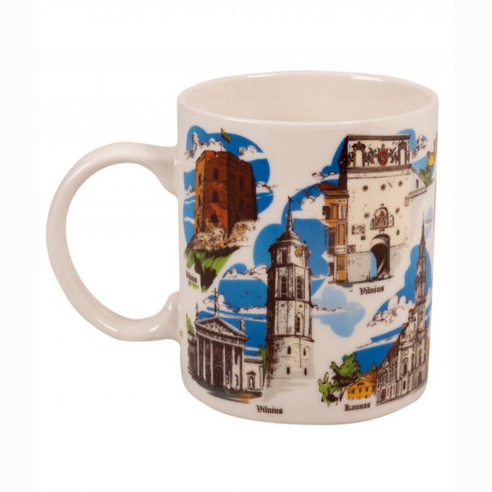 Puodelis keramikinis Lietuvos miestai, 340 ml