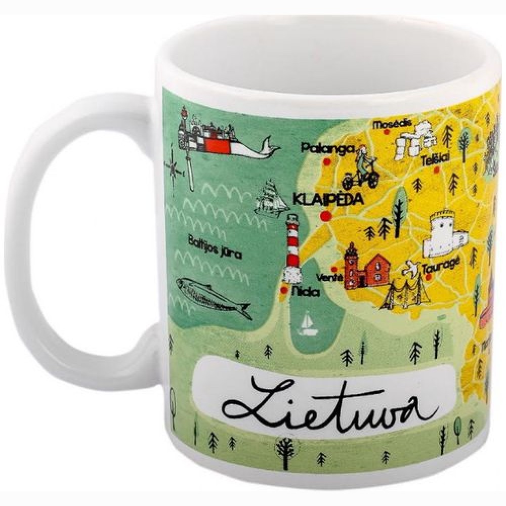Puodelis keramikinis Lietuvos žemėlapis, 340 ml