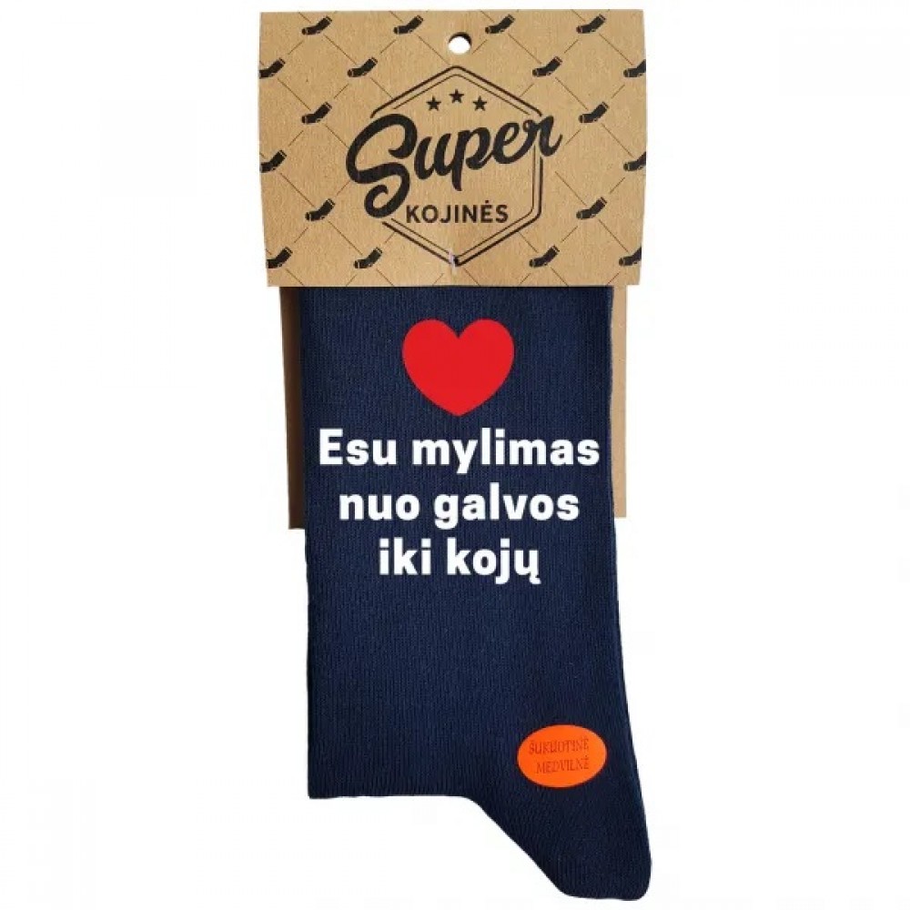 Kojinės Esu mylimas nuo galvos iki kojų (pakabinama pakuotė)