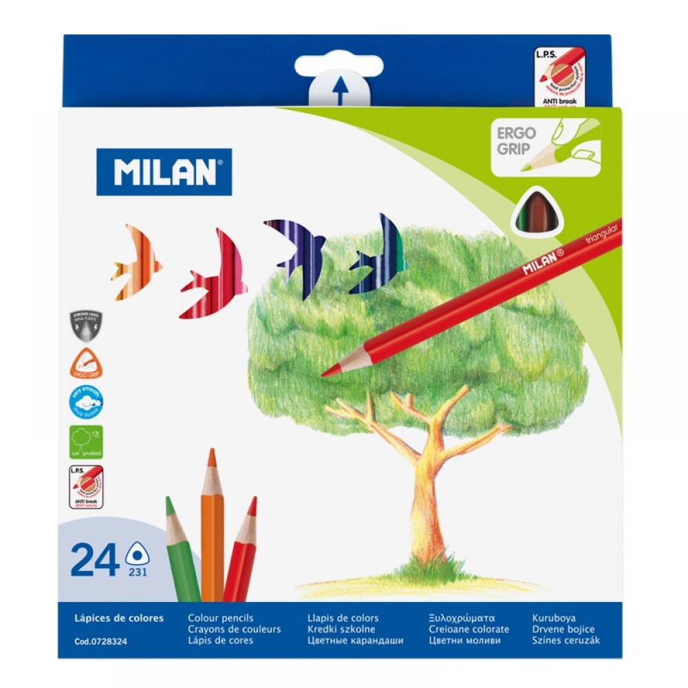 Pieštukai 24sp tribriauniai 0728324 MILAN/12