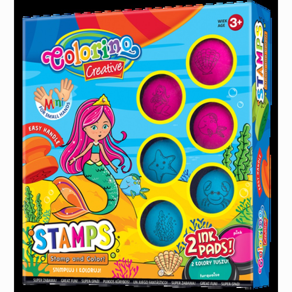 Vaikiškų antspaudukų rinkinys Colorino Creative MERMAID, 6vnt + 2 pagalvėlės