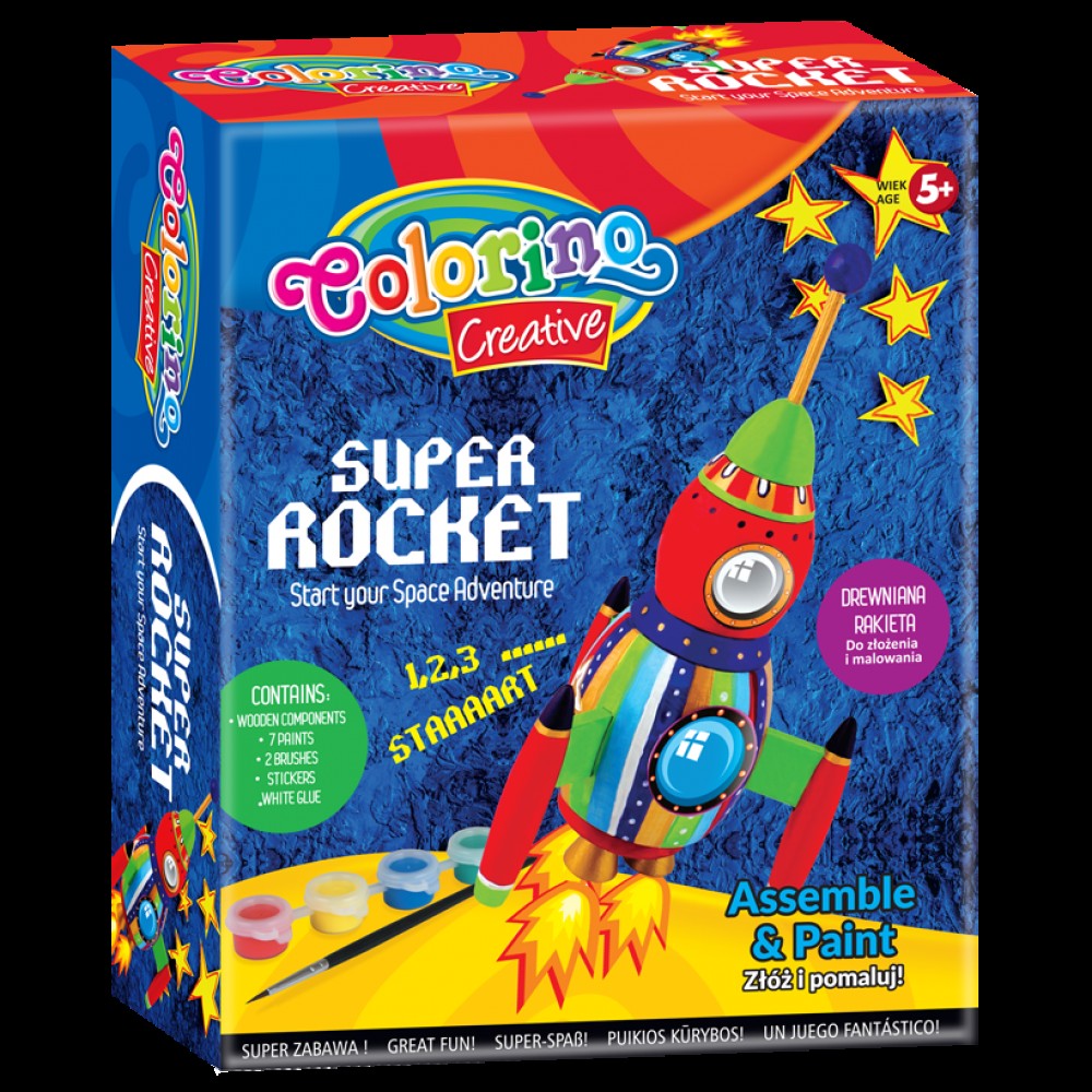 Medinė dėlionė  Colorino Creative 3D Super rocket