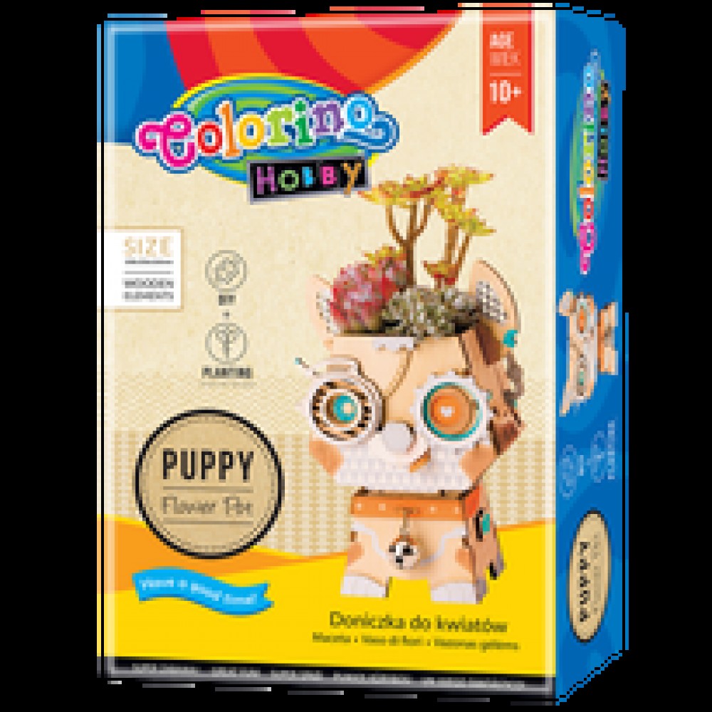 Medinė dėlionė  Colorino Creative 3D Flower pot Puppy