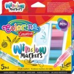 Flomasteriai Colorino Kids, teptukiniu galiuku, 5 spalvos,piešimui ant stiklo 
