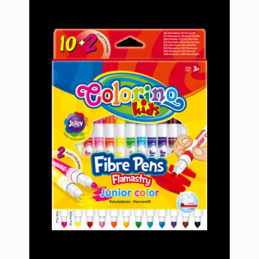 Flomasteriai Colorino Kids, 10 spalvų + 2 fluoricensinės