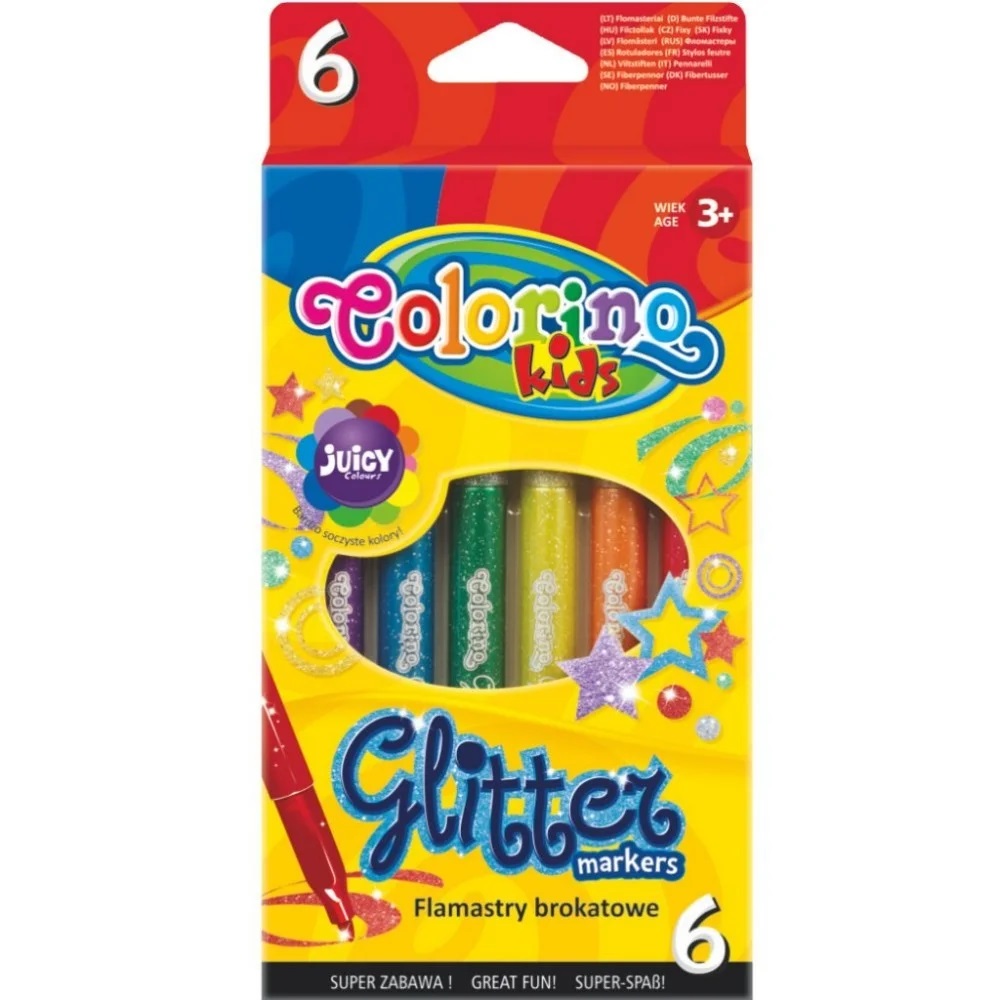 Flomasteriai Colorino Kids, blizgūs, 6 spalvos