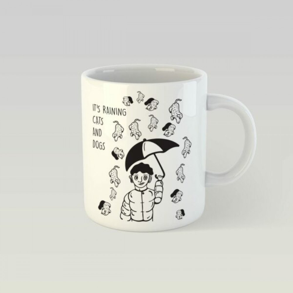ORIGINALAUS DIZAINO PUODELIS - „IT’S RAINING CATS AND DOGS“