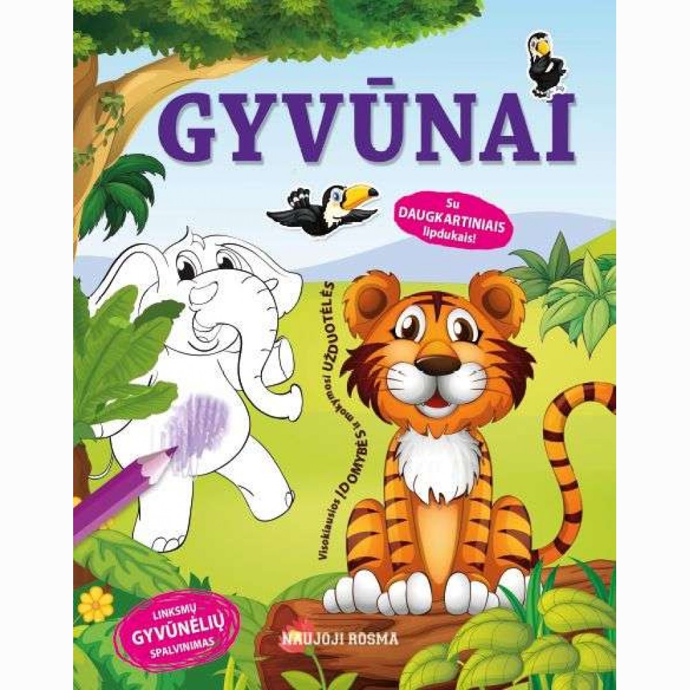 Gyvūnai. Spalvinimo ir užduotėlių knygelė