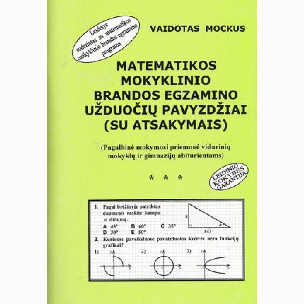Matematikos mokyklinio brandos egzamino užduočių pavyzdžiai (su atsakymais)