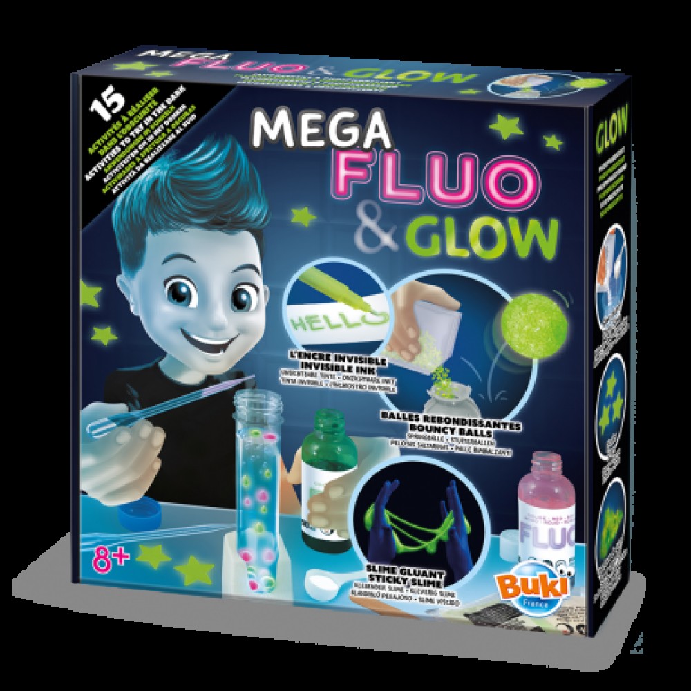 Buki Mega Lab Fluo & Glow eksperimentų rinkinys