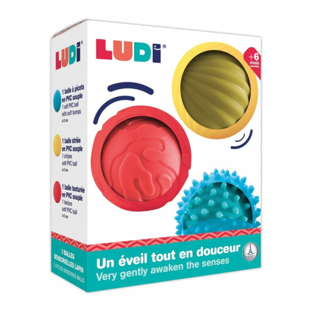 LUDI sensoriniai kamuoliukai, 3 vnt.