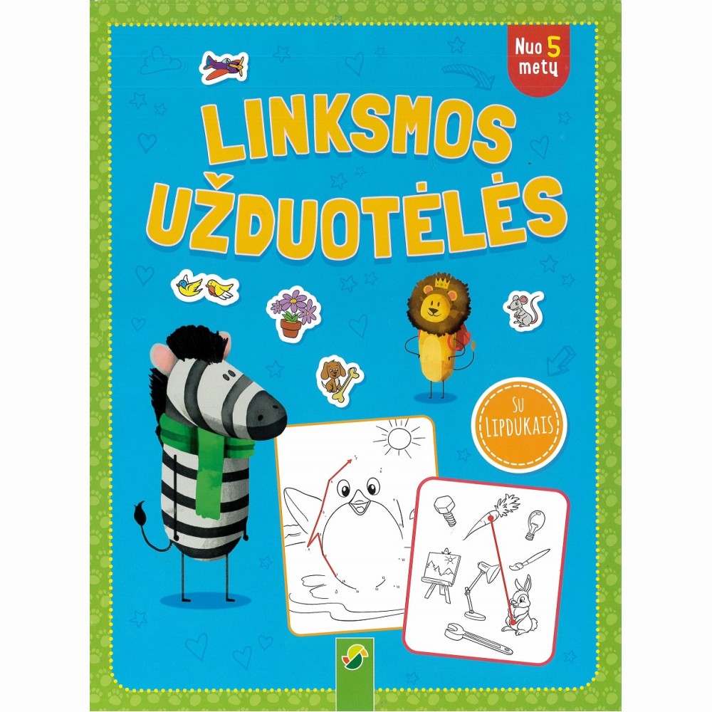 Linksmos užduotėlės su lipdukais (mėlyna)
