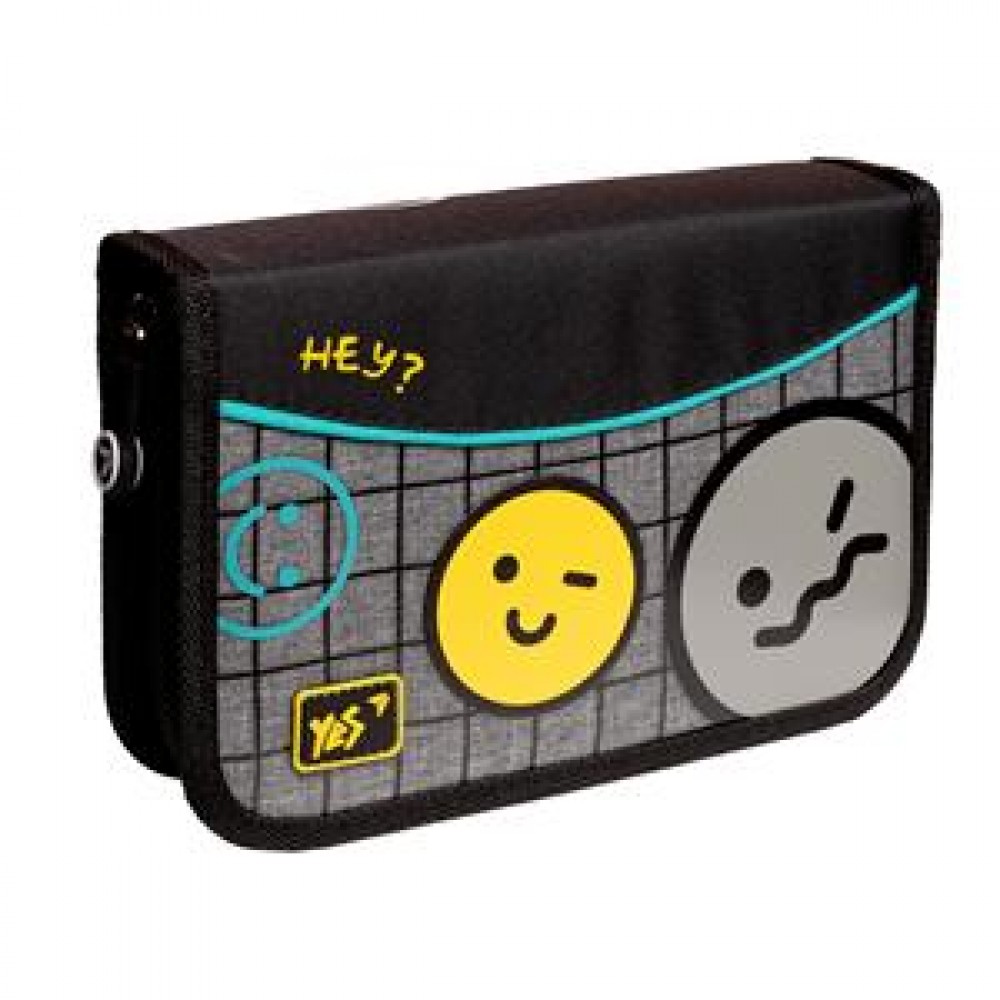 Kietas pieštukų dėklas YES vienvietis su atvartu HP-03 Happy time