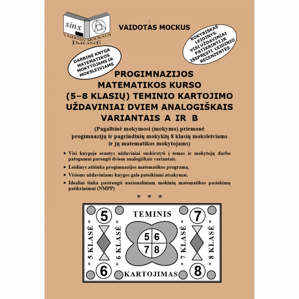 Progimnazijos matematikos kurso (5-8 klasių) teminio kartojimo uždaviniai dviem analogiškais variantais Air B