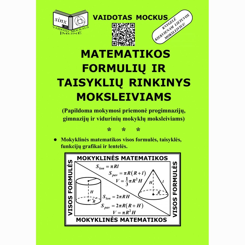 Matematikos formulių ir taisyklių rinkinys moksleiviams