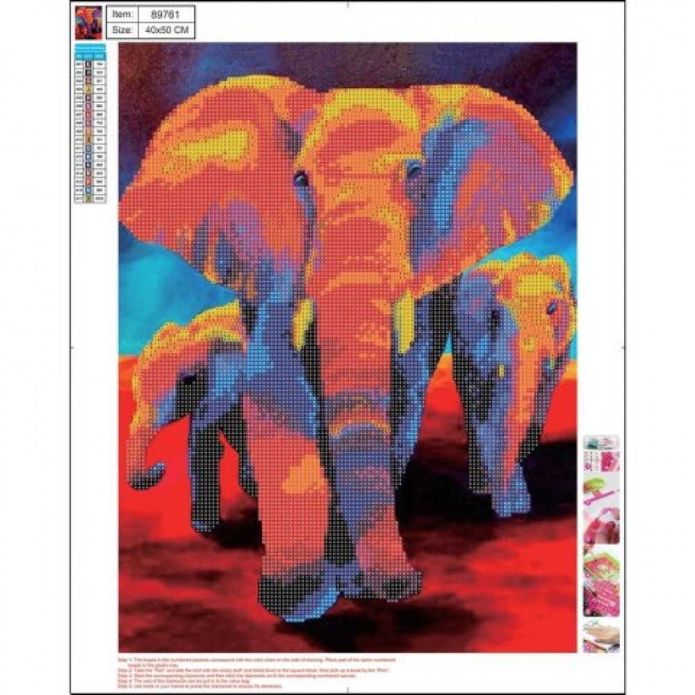Deimantinė mozaikaElephant 40x50cm