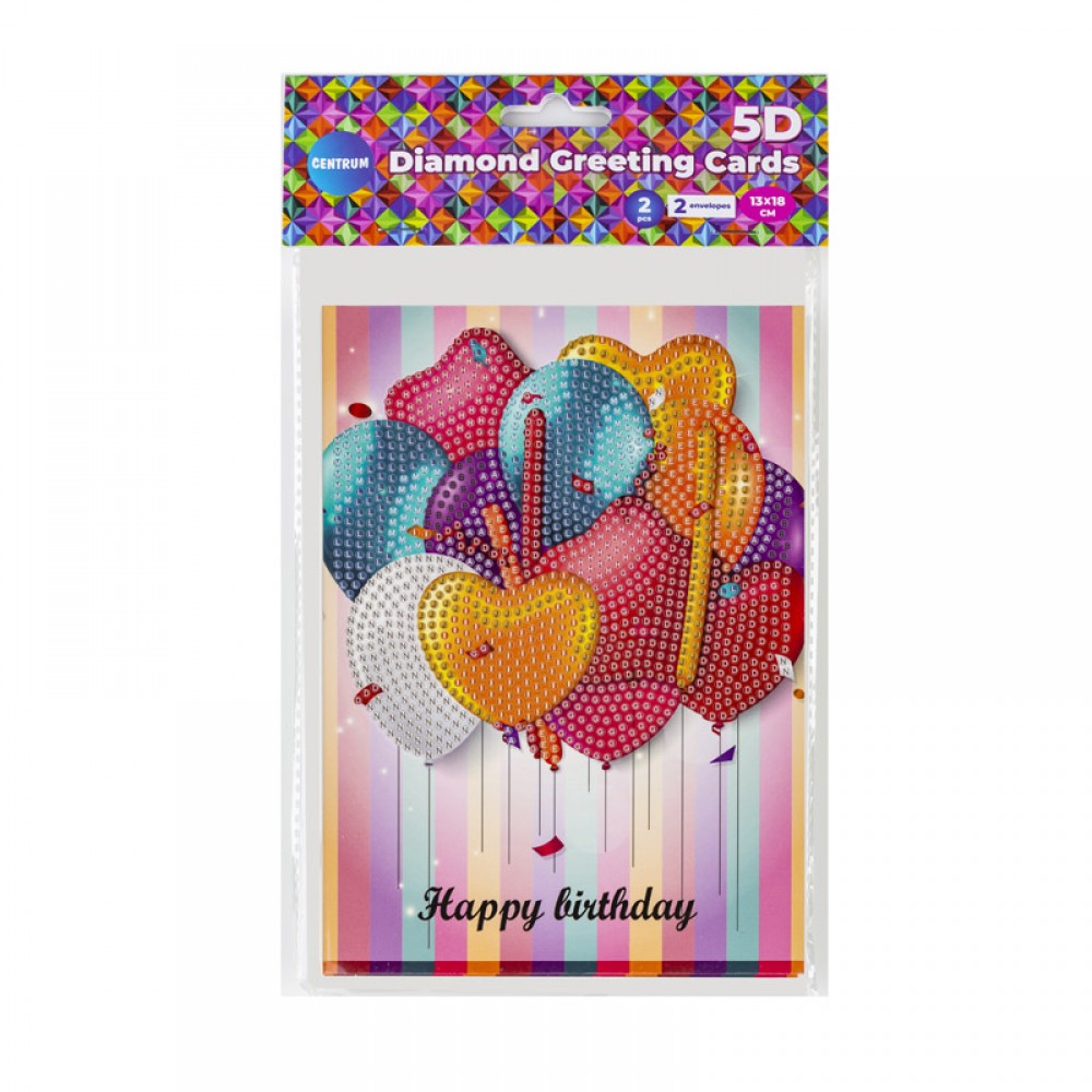 Deimantinė mozaika su vokeliu sveikinimui  Balloons  13x18