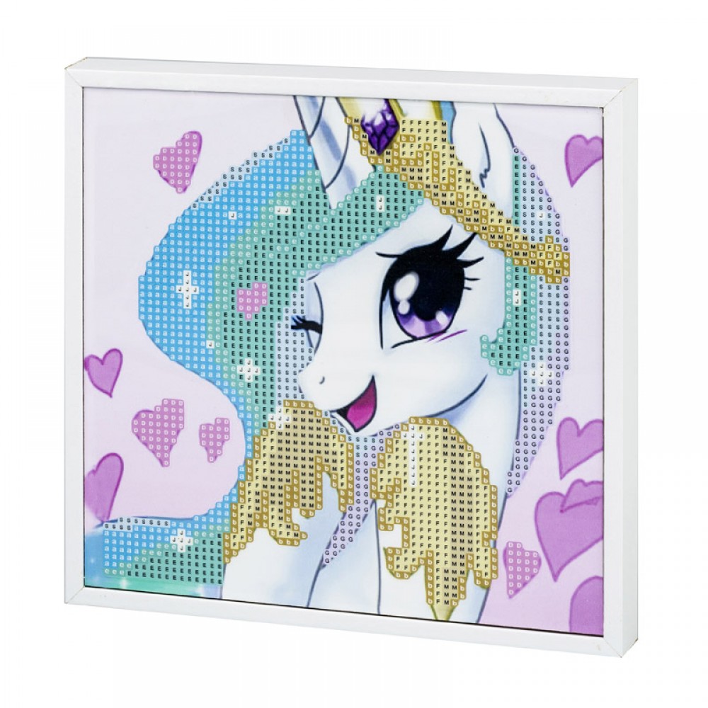 Deimantinė mozaika su mediniu rėmeliu  Unicorn  20x20