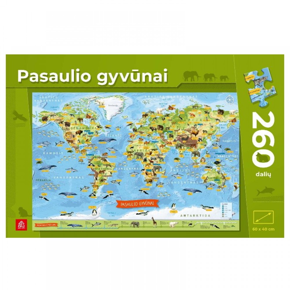 Dėlionė Pasaulio gyvūnai. ,260 detalių