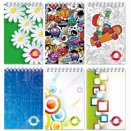 Bloknotas langeliais su spirale viršuje A7 40l