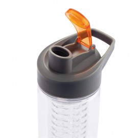 Gertuvė XD COLLECTION, 800ml, su infuzoriumi, skaidrus tritano plastikas, su oranžinės sp. Dangteliu