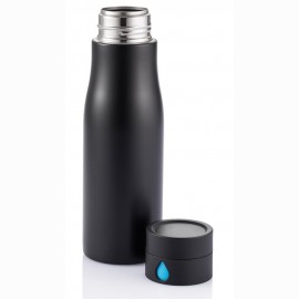 Gertuvė XD XCLUSIVE, 650ml, nerūdijančio plieno korpusas, fiksuojanti išgerto vandens kiekį, juodos
